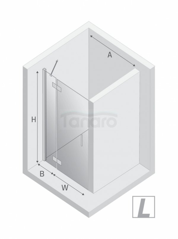NEW TRENDY Drzwi wnękowe NESTA GUNMETAL BRUSHED 1D P 110x200 czyste 6mm Active Shield 2.0 D-0934A