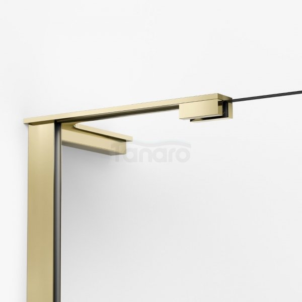 NEW TRENDY Kabina prysznicowa NESTA LIGHT GOLD WALK-IN U 80x200 szkło czyste 8mm Active Shield 2.0 - WSPORNIK KĄTOWY K-1731-WL