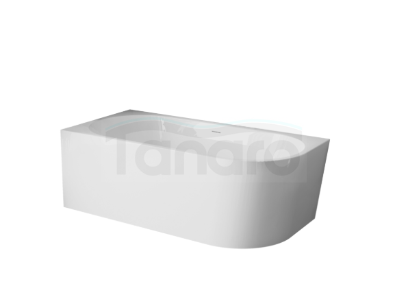 INVENA Wolnostojąca przyścienna wanna Astri, 150cm, lewostronna, w komplecie z syfonem, korkiem oraz estetycznym przelewem AN-03-15L-F