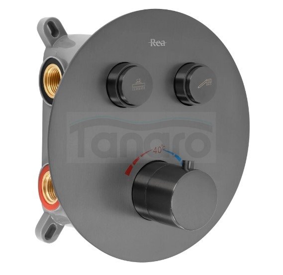 REA - Zestaw natryskowy podtynkowy z termostatem LUNGO Tytan + BOX