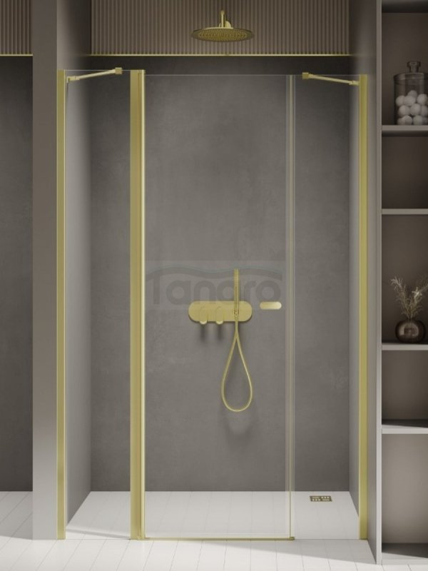 NEW TRENDY Drzwi wnękowe NEW SOLEO LIGHT GOLD PLUS 1D U 150x195 czyste 6mm Active Shield 2.0 D-0961A