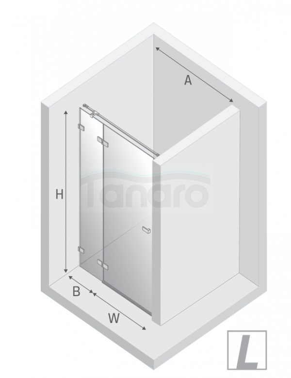 NEW TRENDY Drzwi wnękowe AVEXA XR BLACK 1D L 120x200 szkło czyste 6mm Active Shield 2.0 EXK-6843/EXK-6844