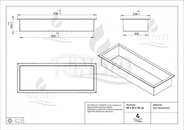 BALNEO WALL-BOX ONE Gold Półka wnękowa ze stali nierdzewnej złota 60x20x10 cm