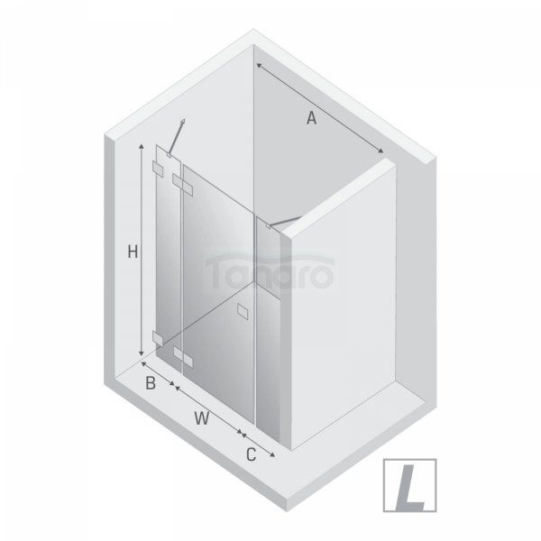 NEW TRENDY Drzwi wnękowe EVENTA BLACK CHROME PLUS 1D P 150x200 szkło czyste 8mm Active Shield 2.0 EXK-6142