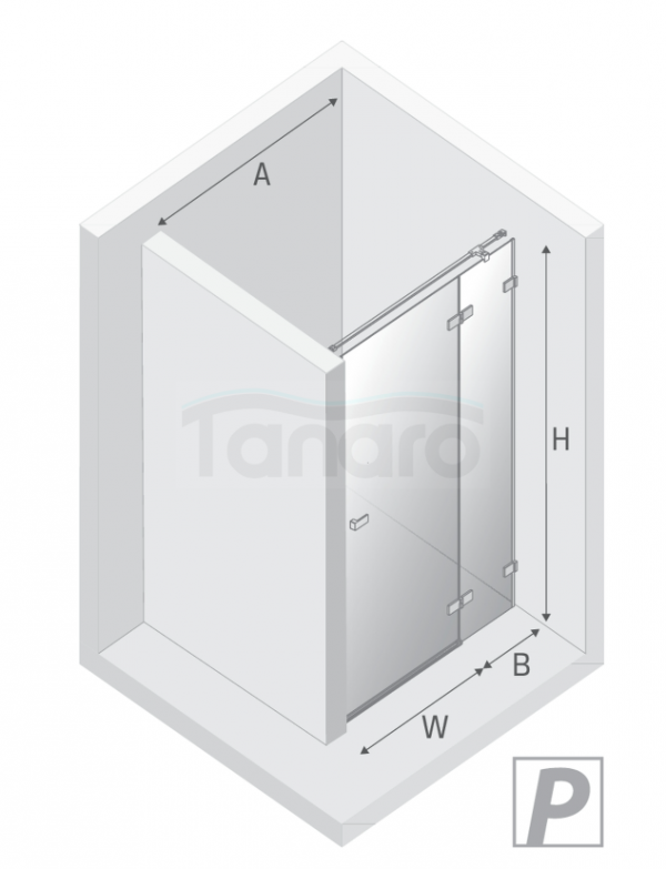 NEW TRENDY Drzwi wnękowe AVEXA XR BLACK 1D L 120x200 szkło czyste 6mm Active Shield 2.0 EXK-6843/EXK-6844
