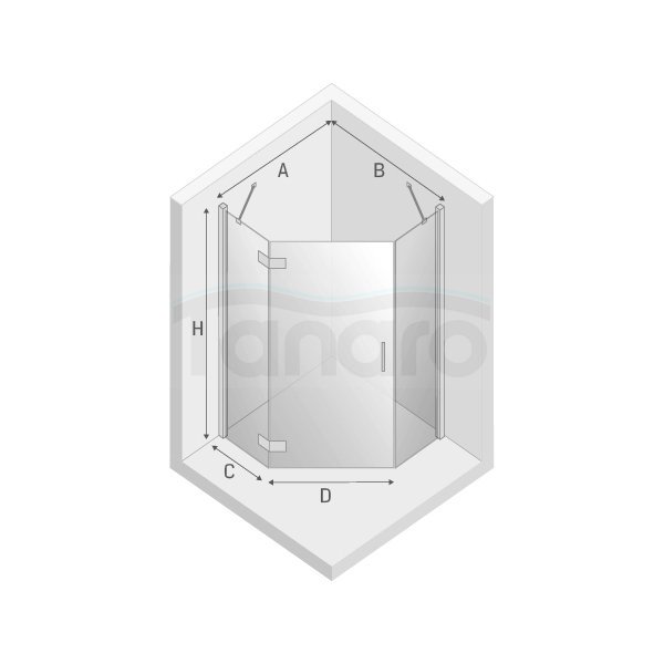 NEW TRENDY - Kabina pięciokątna pentagonalna NEW AZURA 90x90x195 K-0337/38 