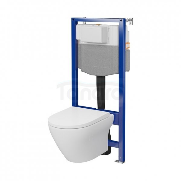 CERSANIT - Set C20 - stelaż podtynkowy AQUA 50 PNEU QF + miska zawieszana LARGA by Cersanit OVAL CleanOn + deska SLIM WRAP antybakteryjna, wolnoopadająca, z funkcją łatwego wypinania  S701-823