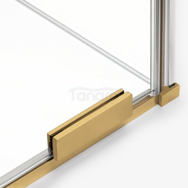 NEW TRENDY Kabina prysznicowa SMART GOLD BRUSHED 1D prostokątna U 140x120x200 szkło czyste 8mm Active Shield 2.0 - UCHWYT RELING EXK-7584