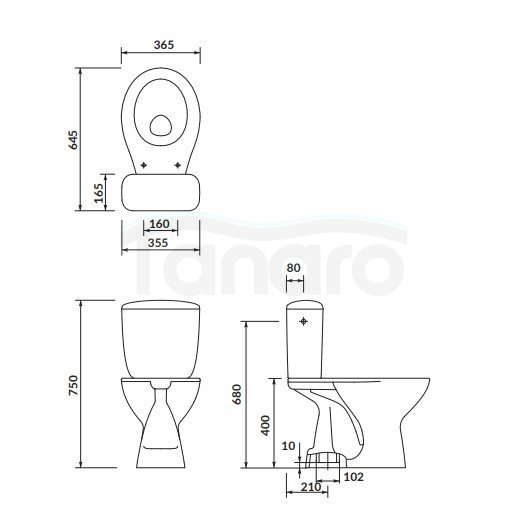 MITO - SET 148 - Wc kompakt PRESIDENT 020 z deską polipropylenową, antybakteryjną  K08-029