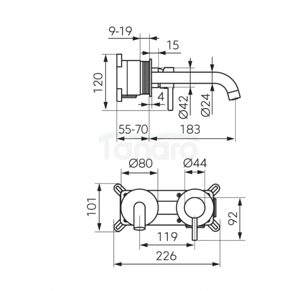 FERRO Bateria umywalkowa podtynowa CIRICULUS BCK3PA