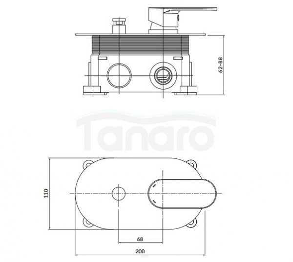 CERSANIT - Bateria wannowo-natryskowa podtynkowa CREA chrom z boksem  S951-305