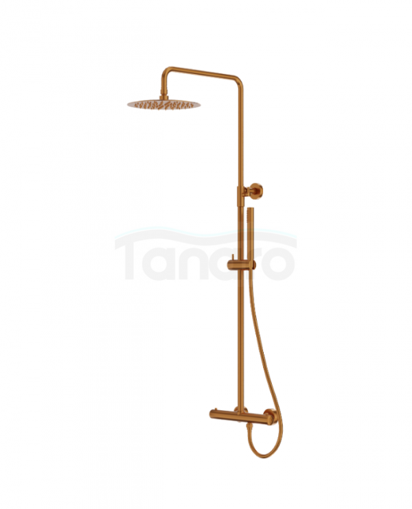 LAVITA Natynkowy zestaw prysznicowy termostatyczny z deszczownicą Orion Brushed Copper 