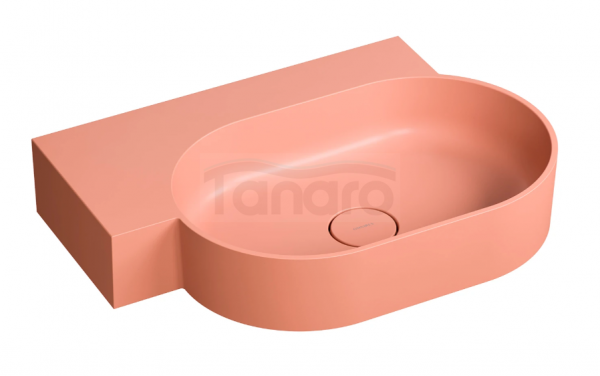 OMNIRES umywalka nablatowa/wisząca OVO M+ lewa, 64 x 44 cm coral mat OVO645UWLCO