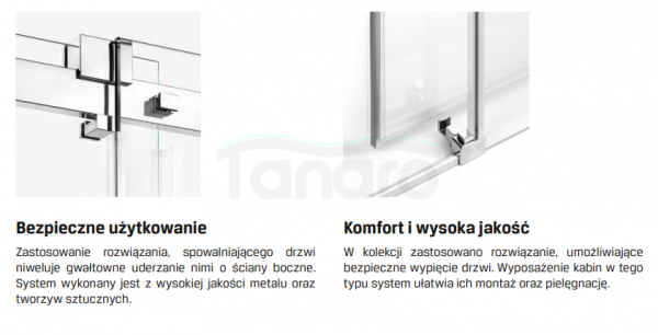 NEW TRENDY Drzwi prysznicowe przesuwne samodomykające SOFTI 150x200 EXK-3900