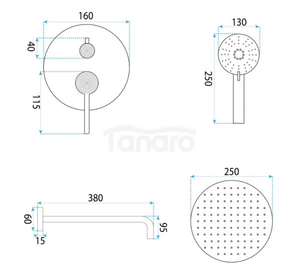 REA Zestaw natryskowy podtynkowy Rea Foster Złoty Szczotkowany + BOX
