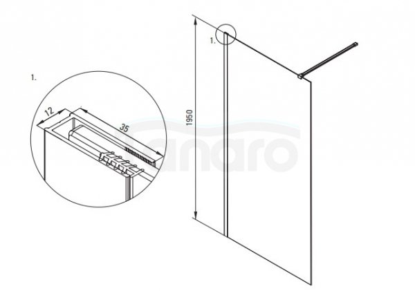 DEANTE - Ścianka prysznicowa PRIZMA walk-in 70 cm chrom  KTJ_037P