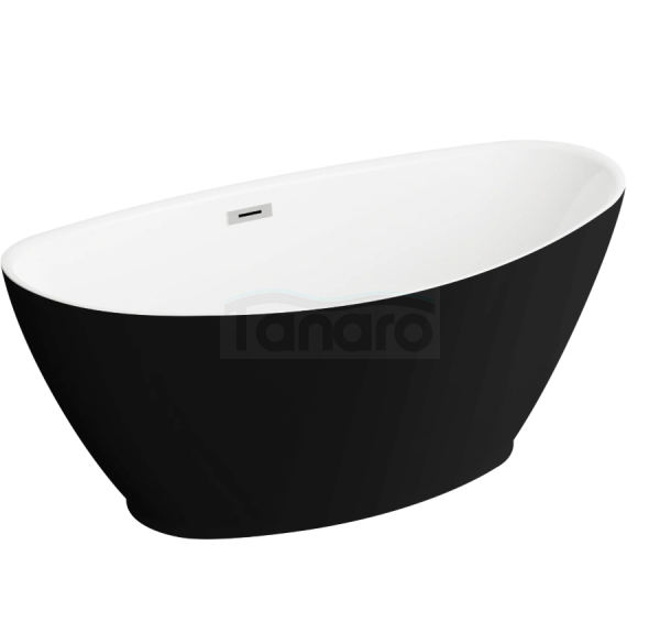 POLIMAT Wanna wolnostojąca czarny mat MANGO 150 x 75 cm 00520