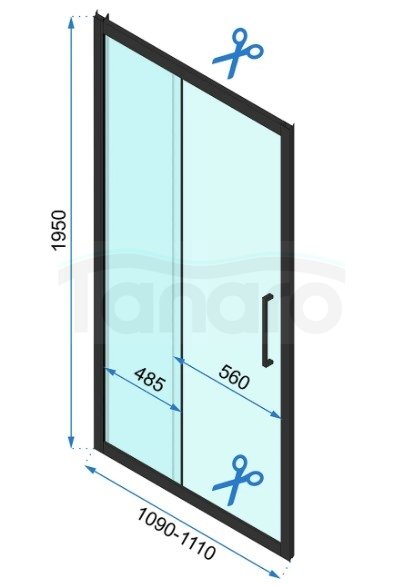 REA - Kabina Prysznicowa Przyścienna RAPID SLIDE Black-Czarna  /drzwi 110 + ścianka 100 x2 + ramię x2/