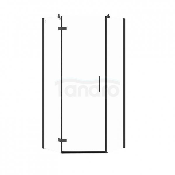 CERSANIT - Kabina prysznicowa pięciokątna JOTA (90x90x195) szkło transparentne - czarna LEWA  S160-016