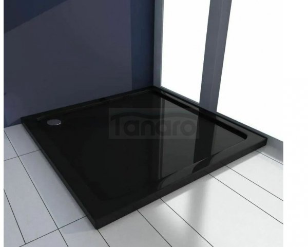 REA - Brodzik prysznicowy akrylowy SAVOY Black / Czarny 90x90x6 + syfon