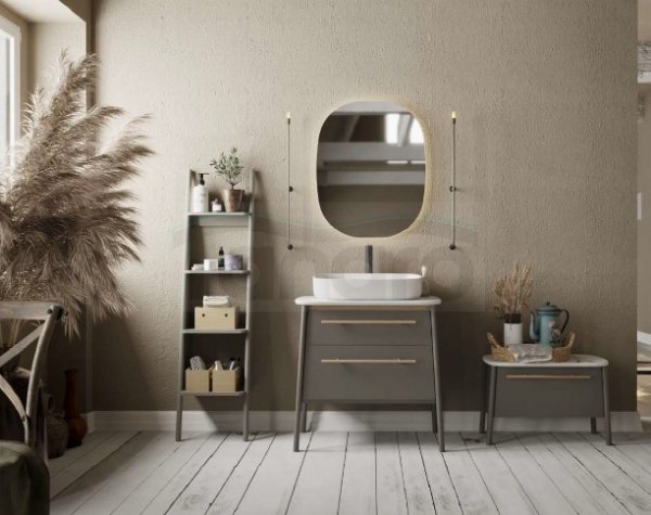 KROFAM - Szafka pod umywalkę DUKLA 80 cm, 2 szuflady, szary  DU 7873-44Z-S