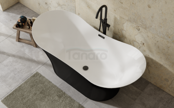 BESCO Wanna wolnostojąca Amber B&amp;W Matt 170x80 + maskownica syfonu z przelewem biała #WAS-170ABMB