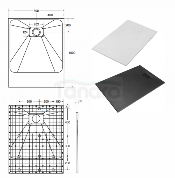 BESCO Brodzik prostokątny 100x80x3,2 Vexo Black 120 BVB-120-80-P