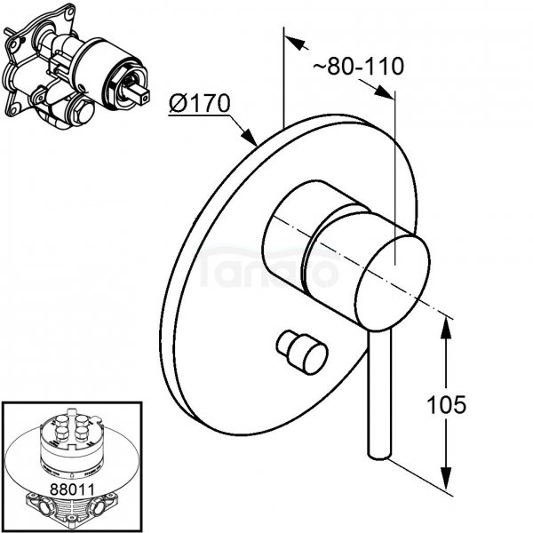 KLUDI - Bateria podtynkowa wannowo-natryskowa BOZZ 386500576