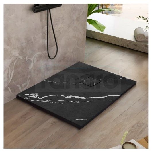 REA - Brodzik prysznicowy MAGNUM CARRARA BLACK 90x90