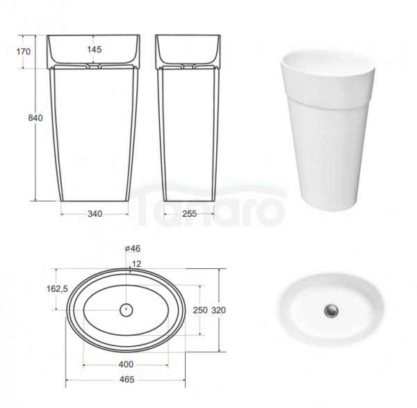 BESCO Uniqa umywalka wolnostojąca + kilk-klak biały 32 x 46 x 84 #UMD-U-WOW