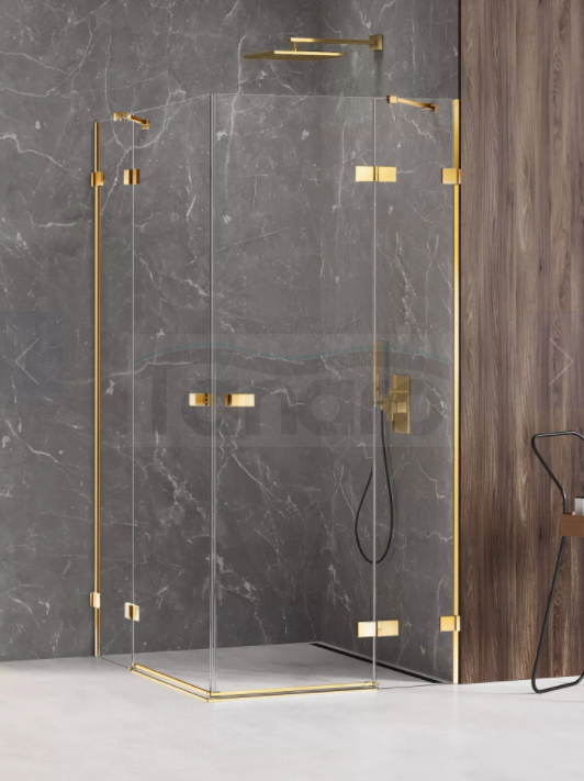 NEW TRENDY Kabina prysznicowa podwójne drzwi uchylne AVEXA GOLD SHINE Linia Platinium 80x80x200 EXK-1692