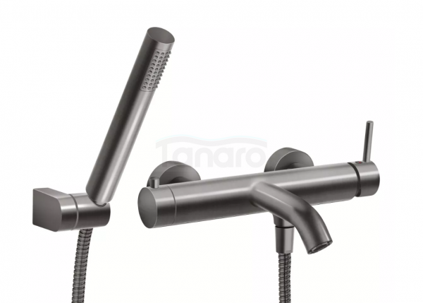 FERRO Naścienna bateria wannowa z zestawem natryskowym gun metal CIRICULUS BCK11GM