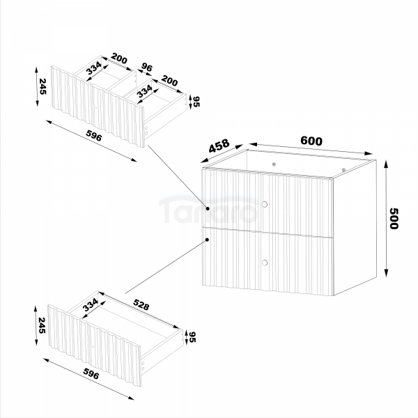 MEGSTYL Szafka pod umywalkę 2S 60cm kaszmir AQUA-0000-0005909