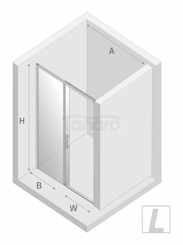 NEW TRENDY Drzwi wnękowe PRIME GUNMETAL BRUSHED 1D L 160x200 szkło czyste 6mm Active Shield 2.0 D-0897A