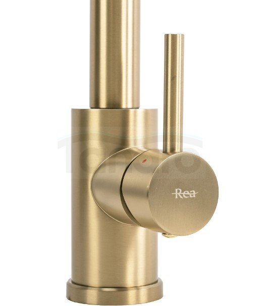 REA - Bateria Kuchenna COLIN Złota Szczotkowana z wyginaną wylewką