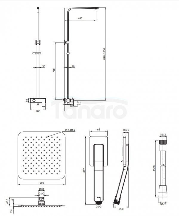 OMNIRES System zestaw prysznicowy natynkowy BARETTI chrom BA7844CR