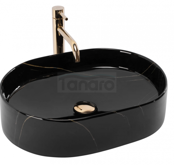 REA - Umywalka nablatowa NADIA 50 Black Stone