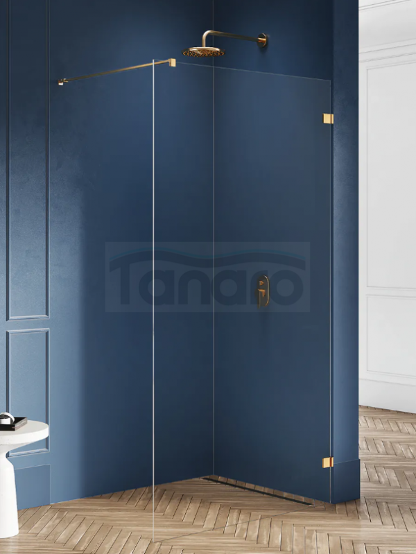 NEW TRENDY Kabina prysznicowa walk in Avexa Gold Brushed 80cm szkło 8mm EXK-7013