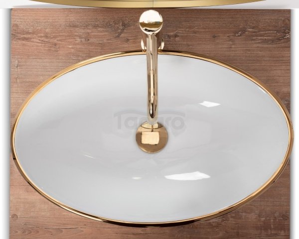 REA - Umywalka Nablatowa PAMELA Gold White / Złoto Biała