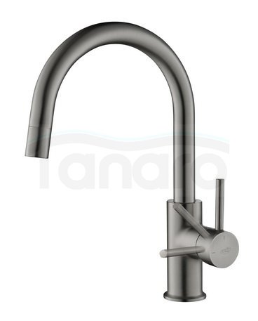 BLUE WATER BATERIA KUCHENNA Z WYCIĄGANĄ WYLEWKĄ Plaza- grafit gun metalic