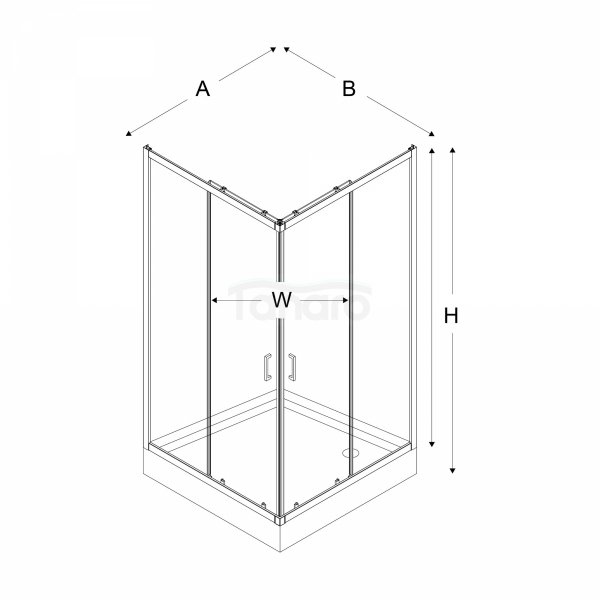 NEW TRENDY Kabina prysznicowa SUVIA 2D kwadratowa U 90x90x185 szkło satynowe 5mm 