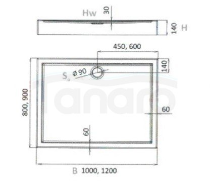 AQUAFORM - Brodzik prysznicowy prostokątny SLEEK biały 80X100X14/3 FI90