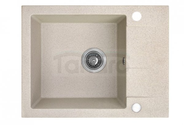 AQUAFORM - zlewozmywak granitowy MARANELLO 440 X 570 X 215 - 1 komora z 1/2 ociekacza , BEŻOWY + syfon oszczędzający miejsce z korkiem automatycznym  AQ.901-1012012