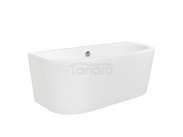 BESCO Wanna przyścienna wolnostojąca Volya 140x75 + syfon klik-klak chrom z przelewem slim #WKV-140-WSS