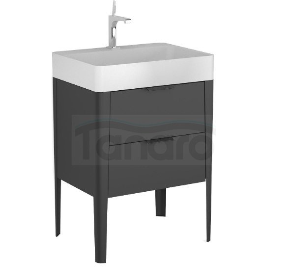 KROFAM - Szafka pod umywalkę VIBE 60cm, 2 szuflady, czarny  VI 6070-45Z-S