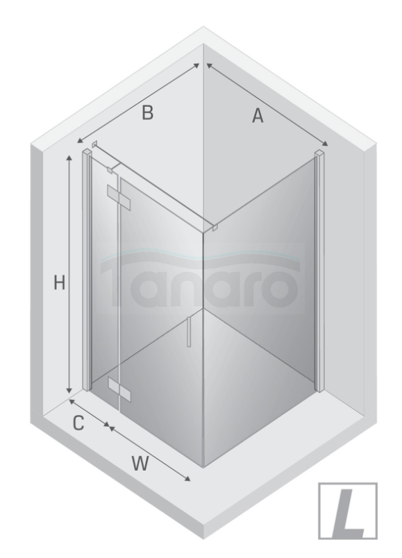 NEW TRENDY Kabina NESTA chrom 1D kwadratowa L 90x90x200 czyste 6mm Active Shield 2.0 K-3604