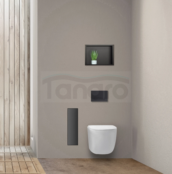 BALNEO Schowek na szczotkę WC Balneo Wall Box Brush L Black Glass lewy do wbudowania w ścianę ze stali nierdzewnej czarny