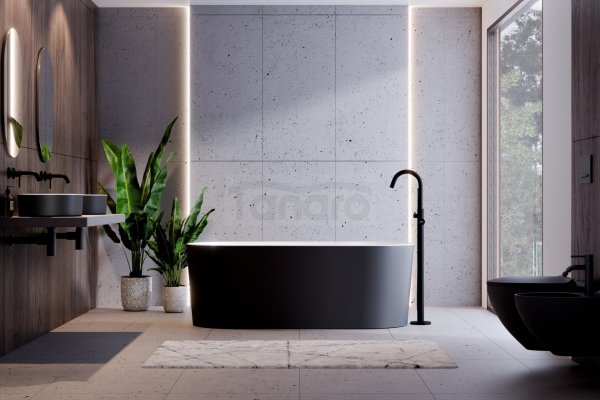 BESCO Wanna wolnostojąca Lova Matt B&amp;W 160 + klik-klak chrom #WMM-160LBKS