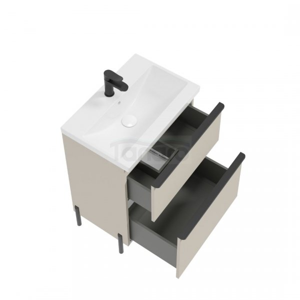 DEFTRANS szafka pod umywalkę z dwiema szufladami Nino D60 kaszmir mat 304-D-06005