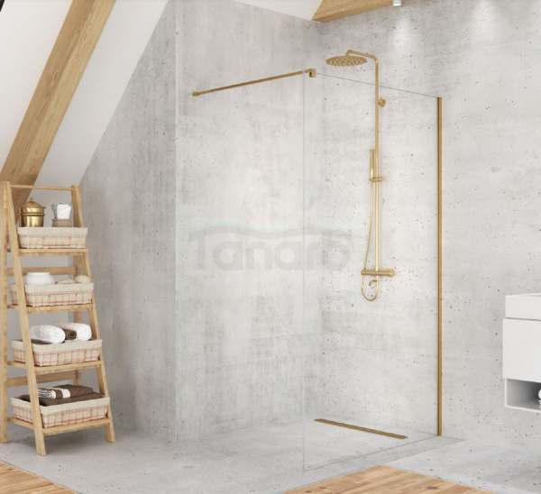 NEW TRENDY Kabina ścianka prysznicowa walk-in VELIO SATIN GOLD 120x200 8mm D-0192B